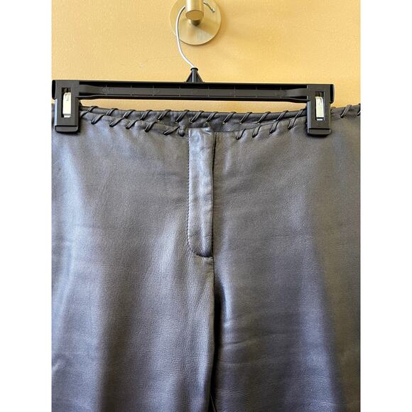 Cache Leather Y2K Vintage Pants Trousers Metallic Silver Gray Size 4 - Picture 3 of 6